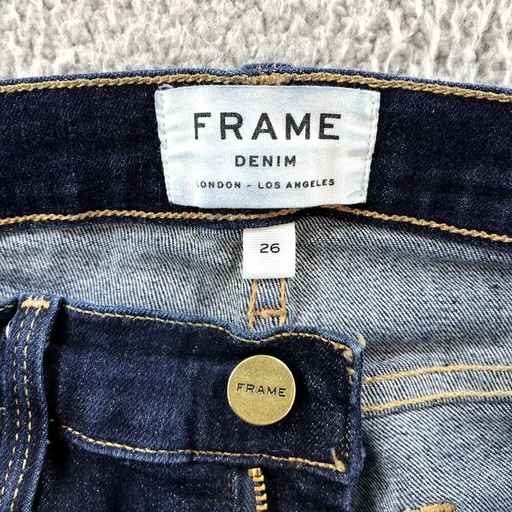 FRAME Womens Size 26 Le Skinny De Jeanne Queens Way Dark Wash Stretch Denim Jean